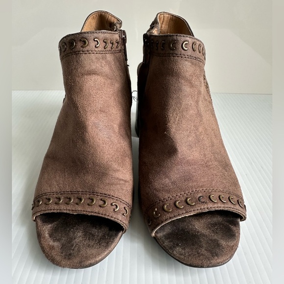 New Directions Gracen Open Toe High Heeled Ankle Boots Size 8 Brown - Picture 1 of 11